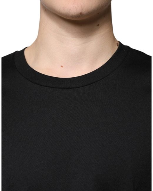 Dolce & Gabbana Black Oversized Cotton Tshirt Classic Crew Neck for men