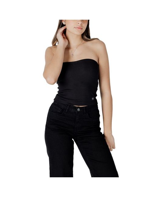 Calvin Klein Black Cotton Rigenerato Tops & T