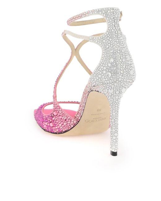 Jimmy Choo Pink Azia 95 Pumps With Crystals