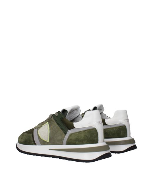 Philippe Model Green Leather Sneakers for men