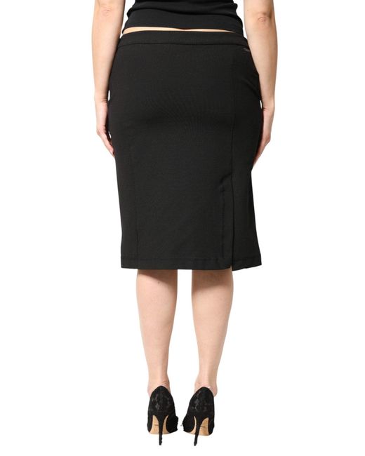 Gianfranco Ferré Black Polyester Pencil Cut Knee Length Skirt
