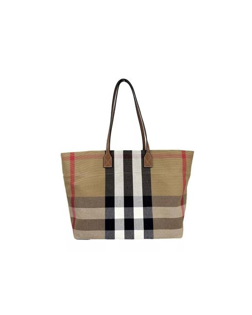 Burberry Black Medium London Check Tote Bag Purse Checkered