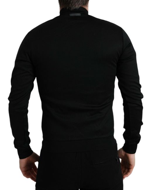Dolce & Gabbana Black Cotton Full Zip Long Sleeves Sweater for men