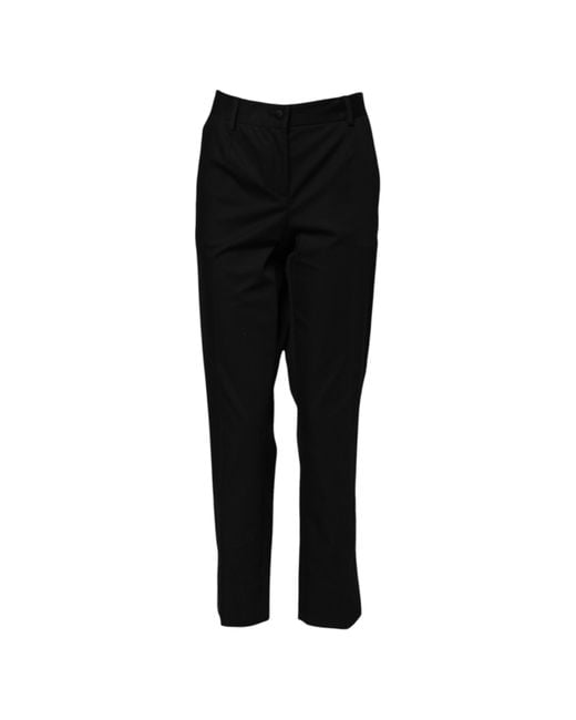 Dolce & Gabbana Black Cotton High Waist Formal Pants