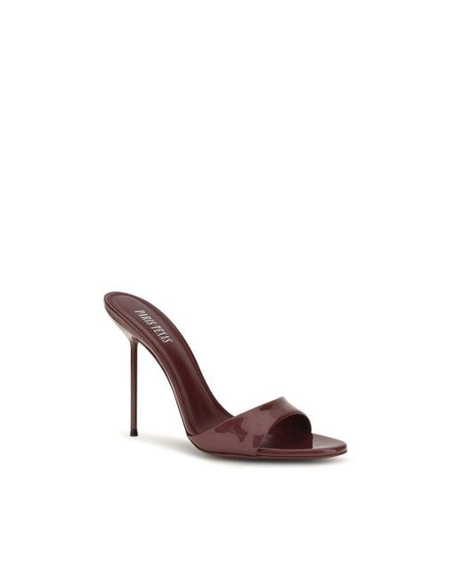 Paris Texas Brown Bordeaux Calf Leather Bos Taurus Stiletto Heel Sandals