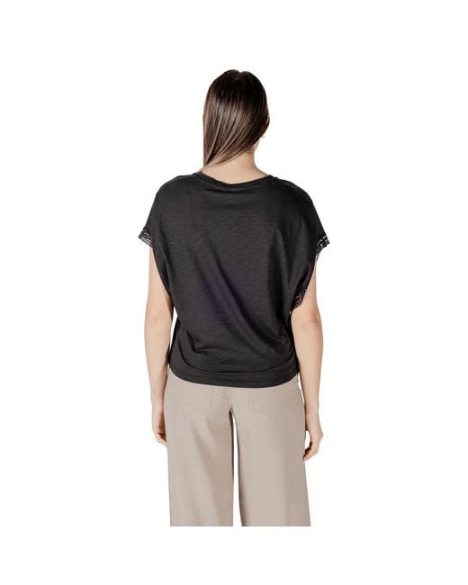 Ichi Black Cotton T-Shirt