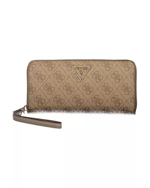 Guess Natural Chic Beige Designer Wallet With Ample Storage
