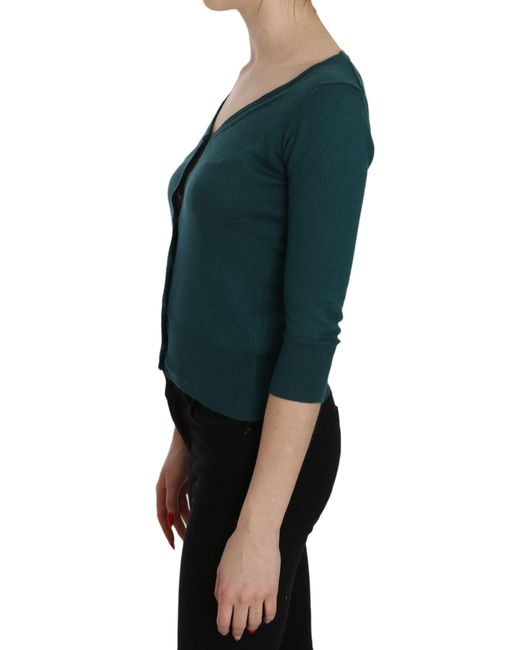 Pink Memories Blue Green Cotton 3/4 Sleeve Cardigan Top Blouse