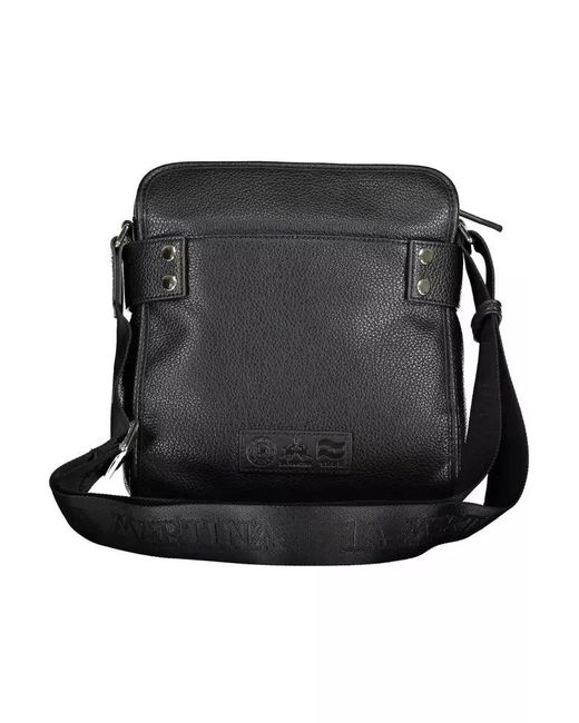 La Martina Sleek Black Shoulder Bag With Contrast Details for men