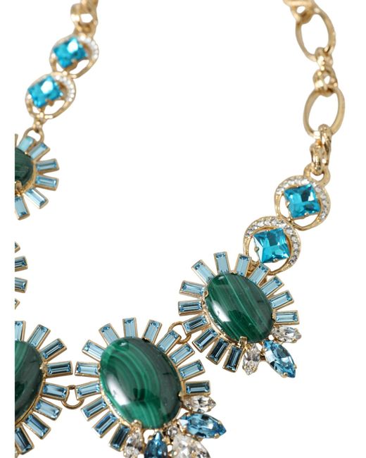 Dolce & Gabbana Green Tonebrass Pietre Ovali Crystal Embellished Necklace