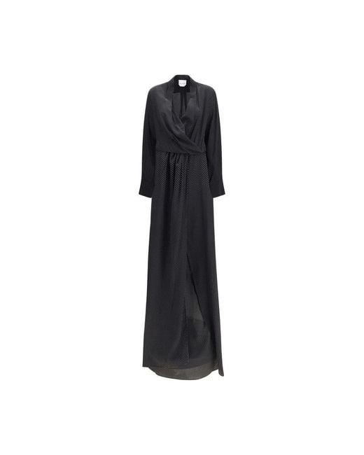 Sa Su Phi Black Silk Long Dress