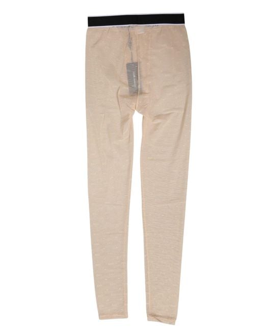 Dolce & Gabbana Natural Nylon Logo Lace Leggings Pants Underwear Elastane