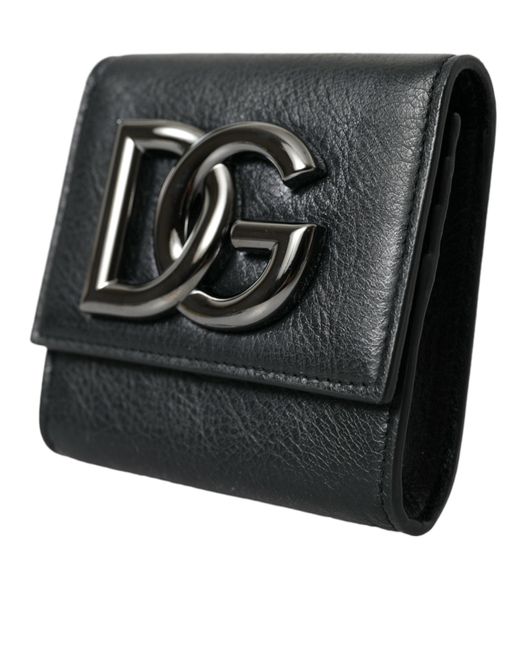 Dolce & Gabbana Black Sleek Lamb Leather Card Holder With Chain Strap for men