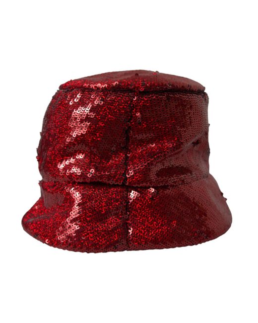 Dolce & Gabbana Red Sequined Nylon Bucket Hat for men