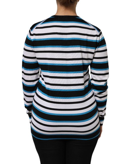 Dolce & Gabbana Blue Multicolor Stripes Long Sleeves V for men