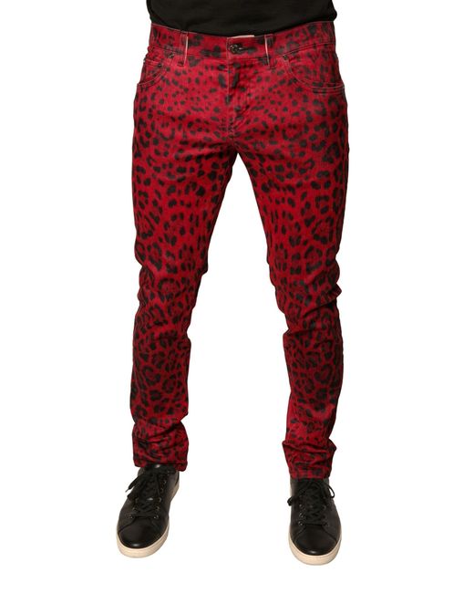 Dolce & Gabbana Red Slim-Fit Jeans for men