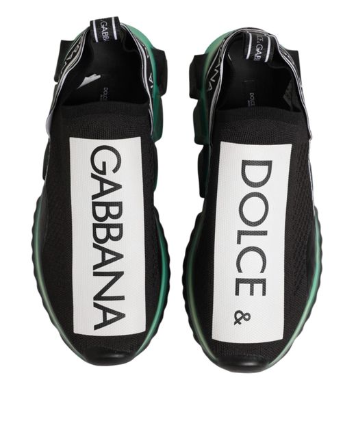 Dolce & Gabbana Green Black Slip On Sorrento Men Sneakers Shoes for men