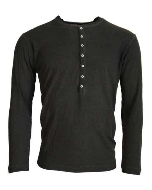 DSquared² Black Cotton Linen Long Sleeves Pullover Sweater for men