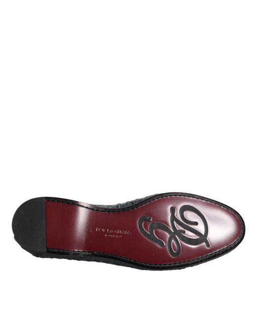 Dolce & Gabbana Gray Woven Leather Loafers for men