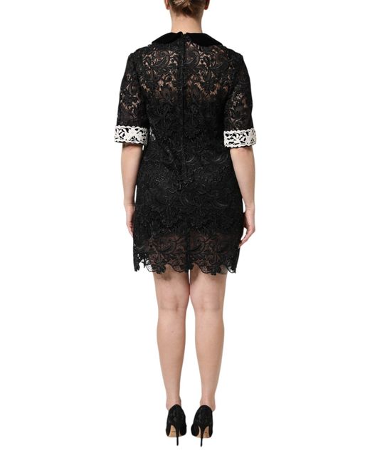Dolce & Gabbana Black Floral Lace Embellished Mini Dress for men