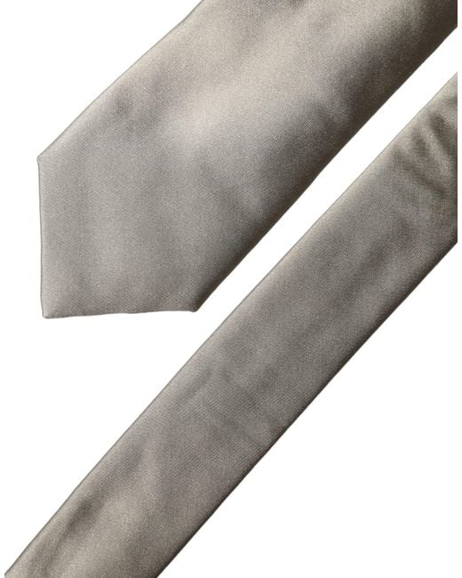 Dolce & Gabbana Gray White Tattoo Floral Silk Adjustable Men Tied Necktie Tie for men