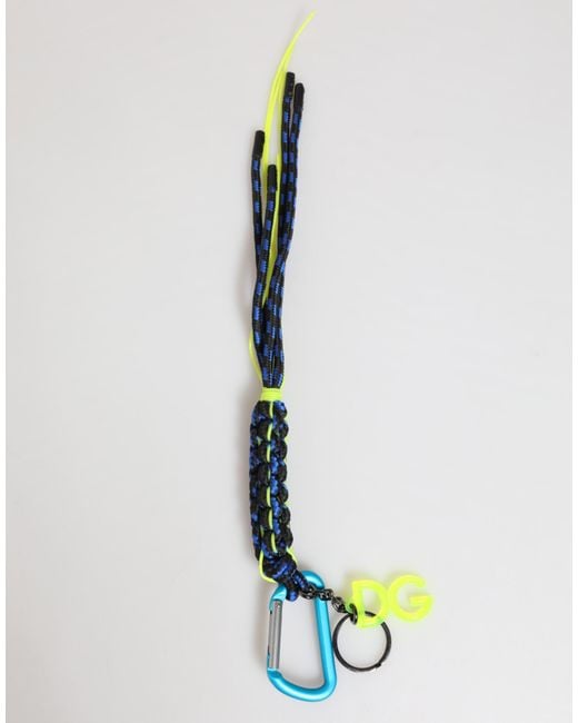 Dolce & Gabbana Blue Polyester Tape String Dg Logo Keychain Keyring for men
