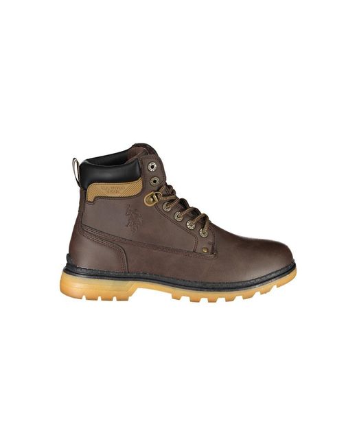 U.S. POLO ASSN. Brown Equestrian Charm High Boots With Contrasting Details for men
