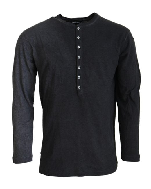 DSquared² Blue Cotton Linen Long Sleeves Pullover Sweater for men
