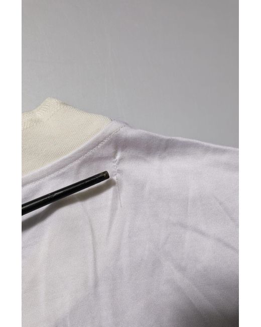 Dolce & Gabbana White Long Sleeve Tshirt Contrast Trim for men