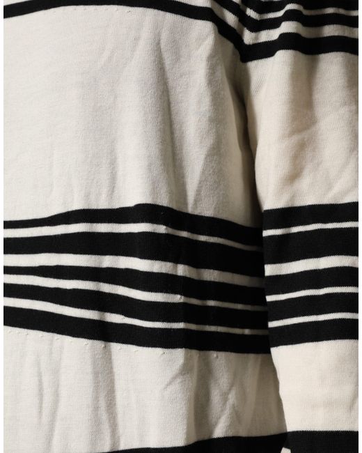 Dolce & Gabbana Black White Stripe Crewneck Pullover Sweater for men