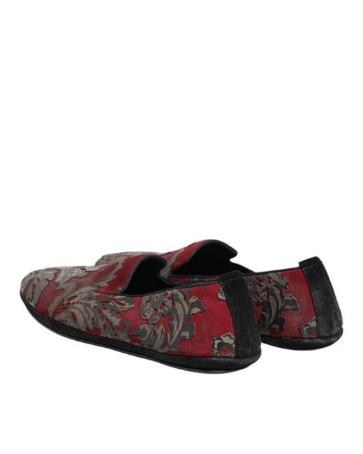 Dolce & Gabbana Bordeaux Jacquard Leather Slip On Loafer Men\'s Shoes Dolce & Gabbana Bordeaux Jacquard Slip-On Loafers | Sendegaro IT main image 3