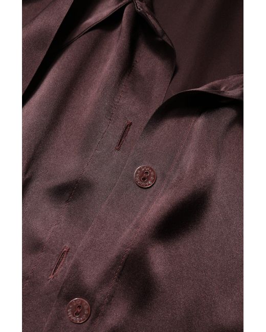 Dolce & Gabbana Purple Ascot Collar Silk Blouse Top