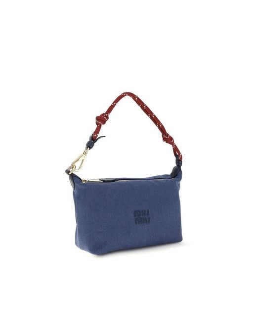 Miu Miu Blue Cotton Shoulder Bag