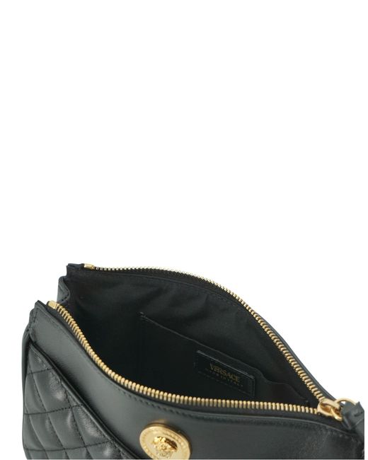 Versace Black Lamb Leather Pouch Crossbody Bag