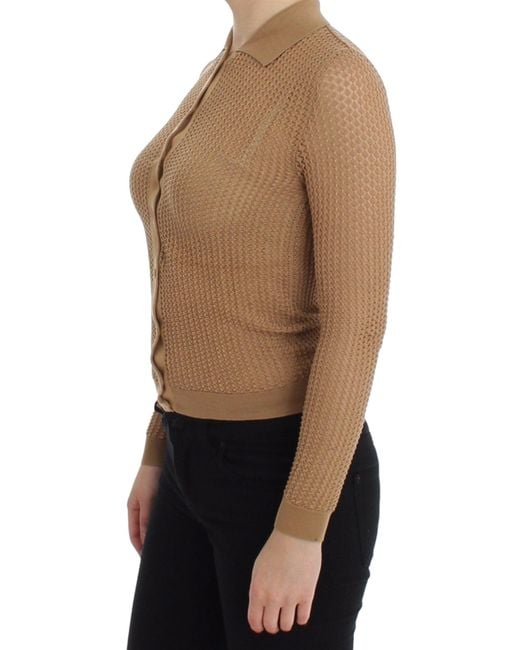 Dolce & Gabbana Blue Knitted Cotton Cardigan Beige Sig13249