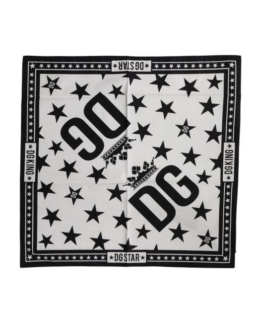 Dolce & Gabbana Black Dg Crown Print Square Foulard 52Cm X 50.5Cm Scarf for men