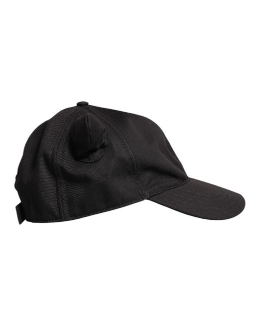 Dolce & Gabbana Black Cotton Logo Patch 6 Panels Baseball Cap Hat for men