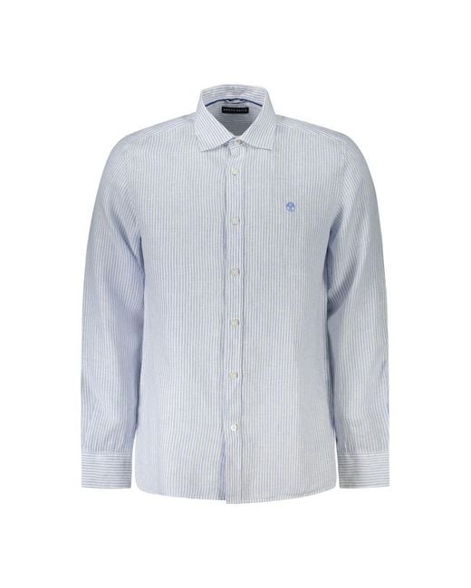 North Sails Blue Linen Shirt for men