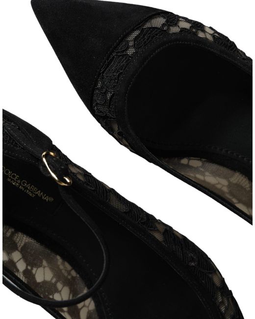 Dolce & Gabbana Black Taormina Lace Bellucci Flats Shoes