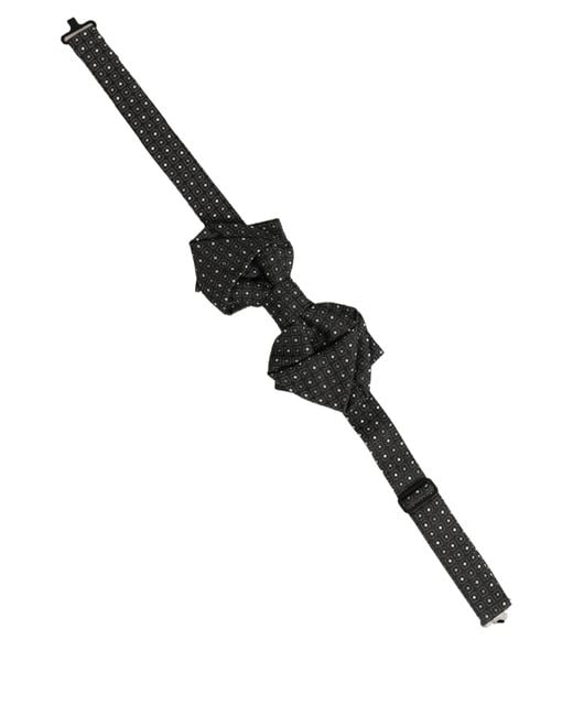 Dolce & Gabbana Men Black Polka Dot Silk Adjustable Neck Papillon Bow Tie for men