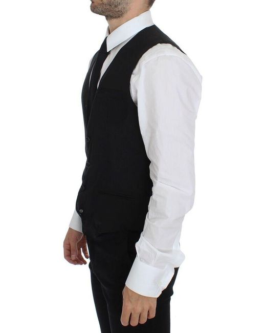 Dolce & Gabbana Blue Wool Formal Dress Vest Gilet Jacket for men