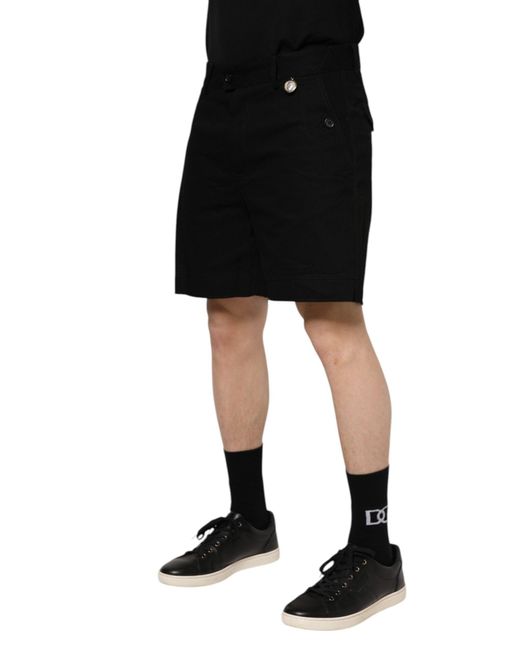 Dolce & Gabbana Black Cotton Knee Length Men Bermuda Shorts for men