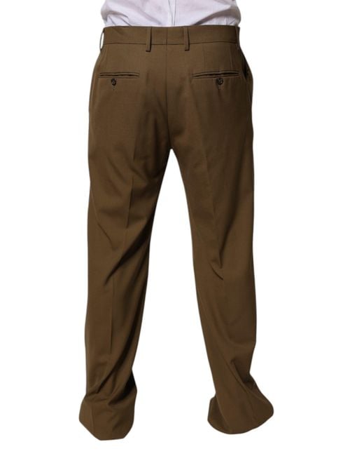 Dolce & Gabbana Brown Wool Straight Formal Dress Pants for men