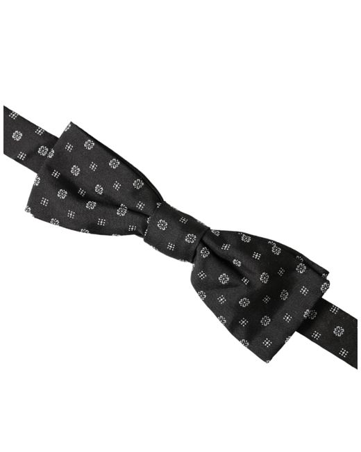 Dolce & Gabbana White Silk Fantasy Adjustable Neck Papillon Bow Tie for men