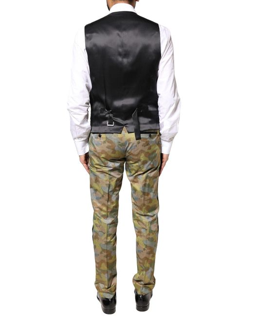 Dolce & Gabbana Natural Multicolor Camouflage Sicilia 3 Piece Suit for men