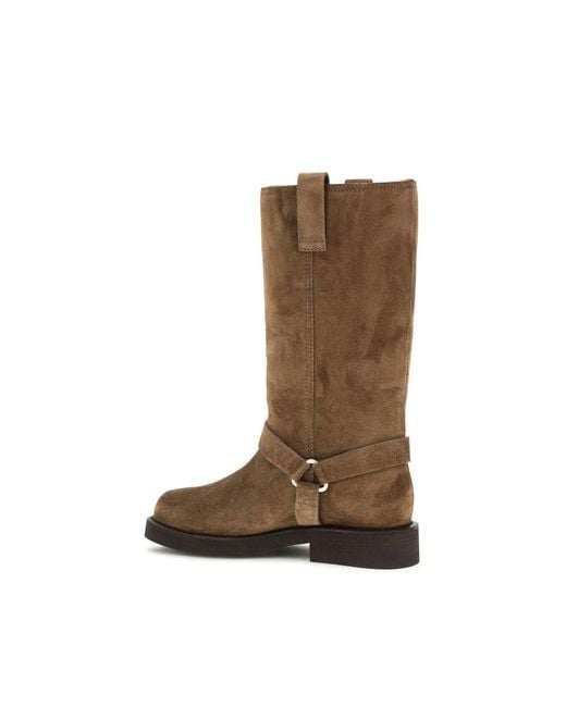 Brunello Cucinelli Brown Calf Leather Bos Taurus Flat Boots