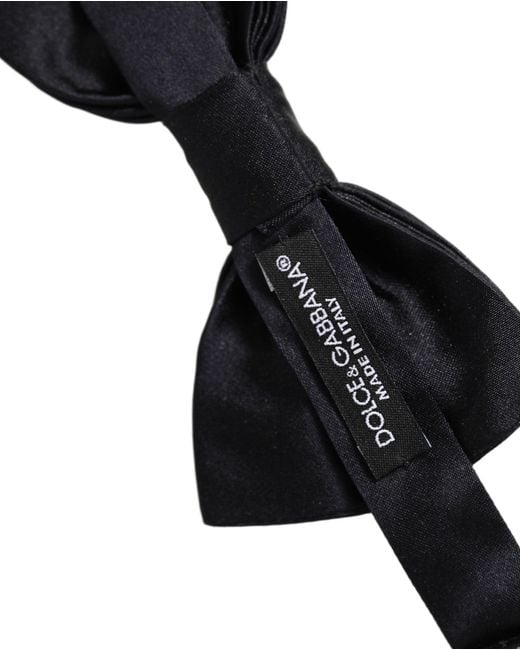 Dolce & Gabbana Black Silk Adjustable Neck Papillon Bow Tie for men