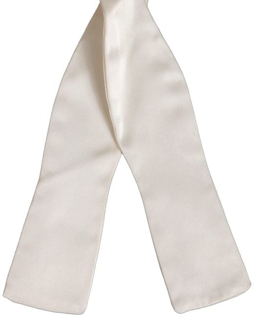Dolce & Gabbana Men White 100% Silk Adjustable Neck Papillon Bow Tie for men