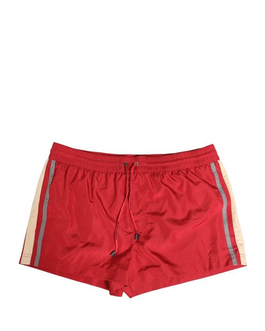 Dolce & Gabbana Red Polyester Drawstring Shorts Swimwear for men
