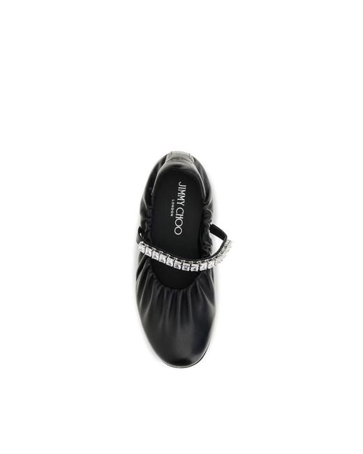 Jimmy Choo Black Calf Leather Bos Taurus Ballet Flats